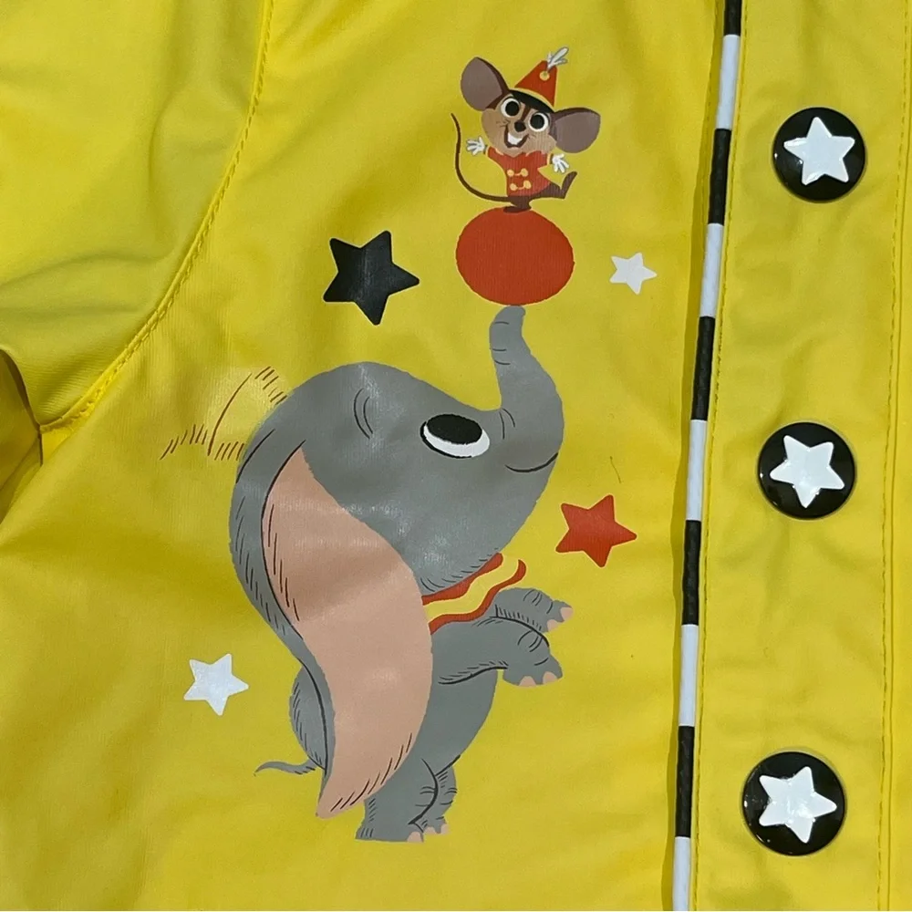 Disney Store Dumbo Yellow And Striped Infant Toddler Rain Coat Size 2T